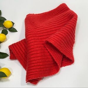 J. Crew Wool Cashmere Blend Chunky Cable Knit Red Infinity Scarf Cowl Wde